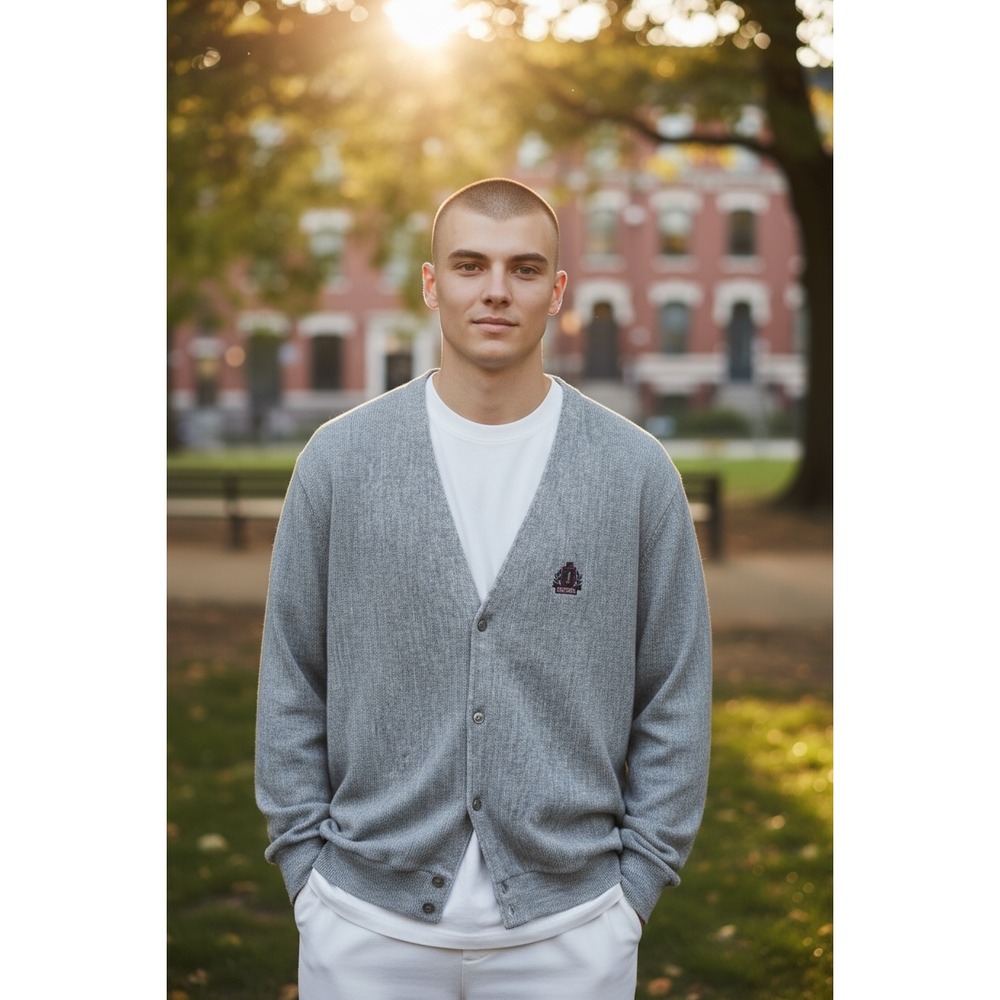 IZOD Mens XL Gray Knit Cardigan Sweater Classic Button‎ Front Soft